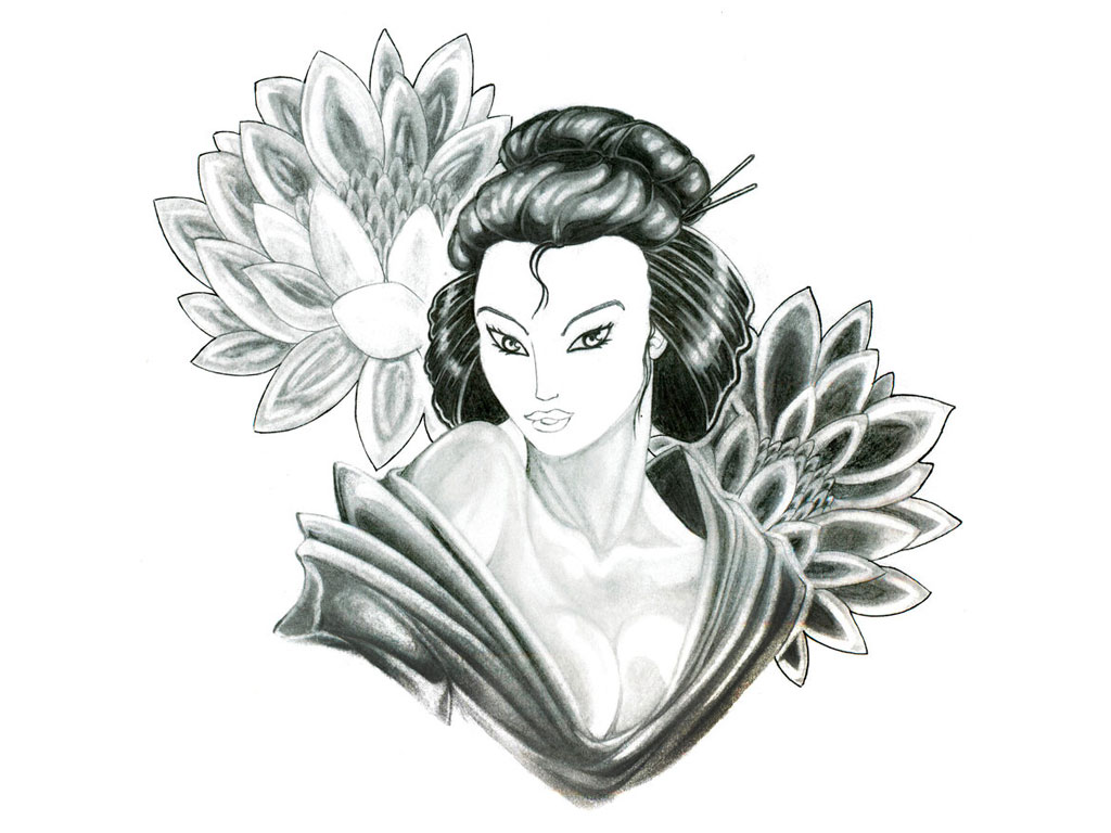 1024x768 Lotus Drawings - Lotus Flower Pencil Drawing