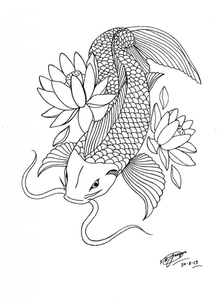 739x1016 Lotus Outline Drawing - Lotus Outline Drawing