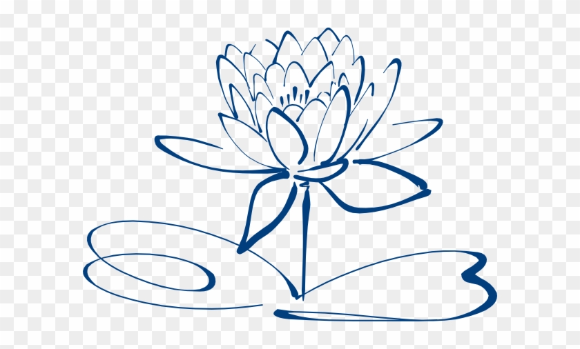 840x506 Lotus Flower Outline Blue Clip Art - Lotus Plant Drawing