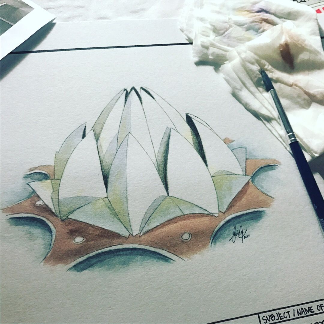 1080x1080 Enthusiasm Vs Laziness - Lotus Temple Drawing