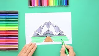 320x180 How To Draw Lotus Temple Step - Lotus Temple Drawing
