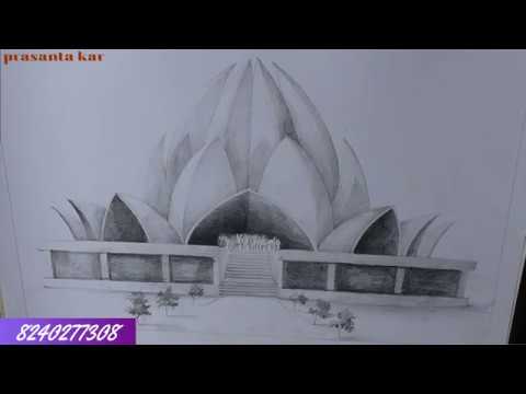 480x360 How To Draw Lotus Temple Step - Lotus Temple Drawing