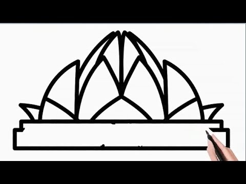 480x360 Lotus Temple Drawing And Colore For Kid - Lotus Temple Drawing