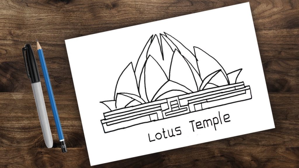 1024x576 lotus temple drawing for kids easy, how to draw lotus temple - Lotus Temple Drawing