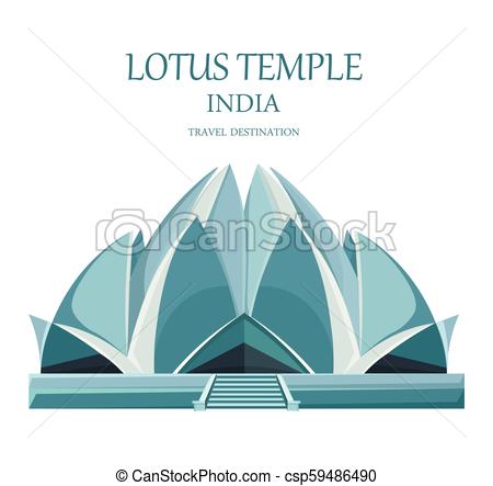 450x443 Lotus Temple India Vector Landmark Attraction Isolated Travel - Lotus Temple Drawing