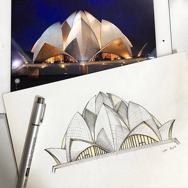640x640 The Lotus Temple New Delhi - Lotus Temple Drawing