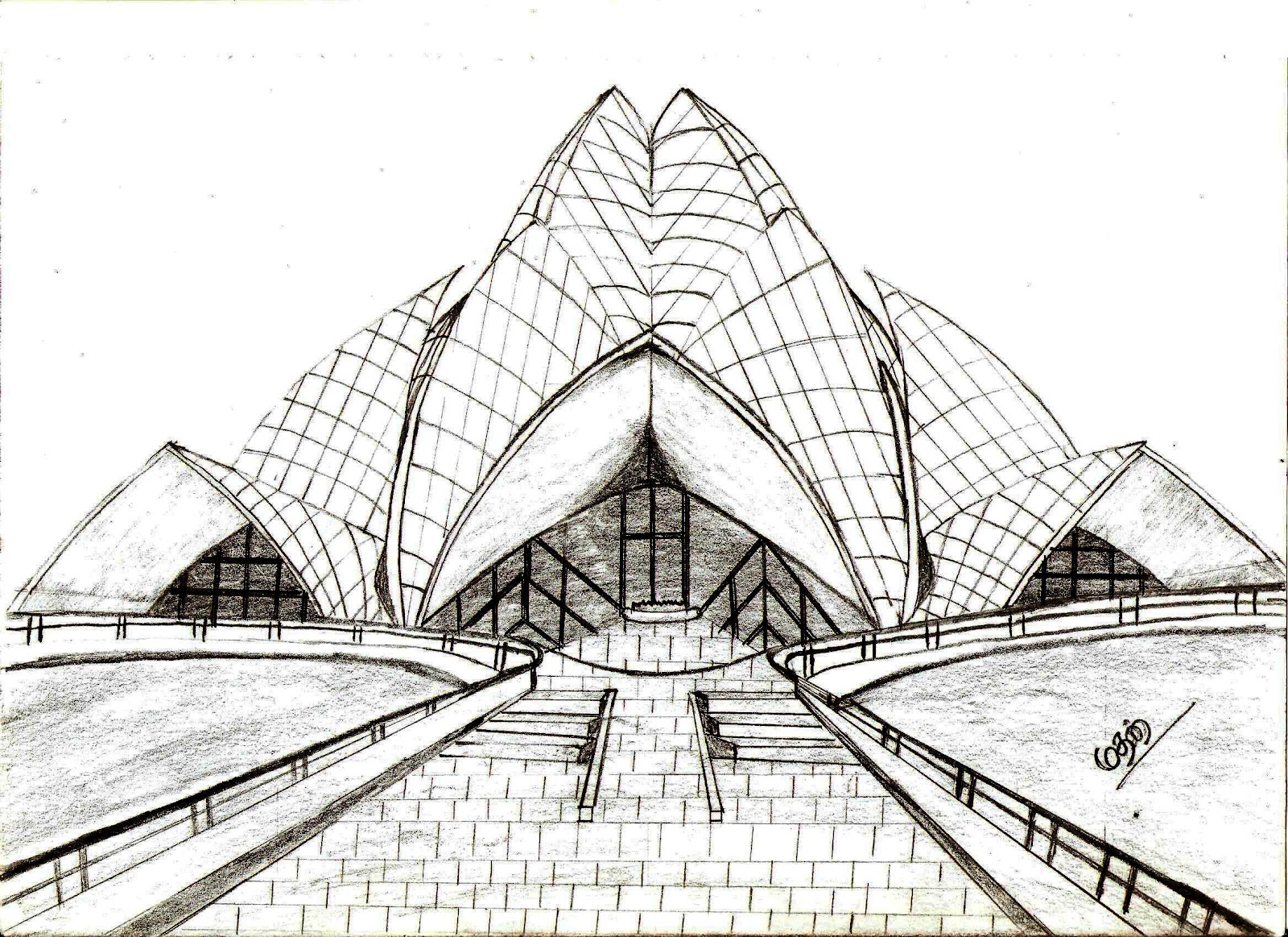 1600x1163 Art Gallery Lotus Temple - Lotus Temple Drawing
