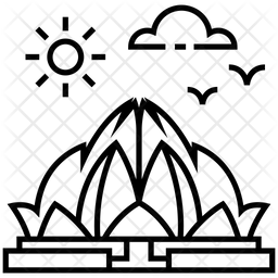 256x256 Bahai Lotus Temple Icon Of Line Style - Lotus Temple Drawing