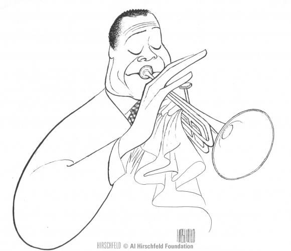 580x500 al hirschfeld louis armstrong humor myself or, good art - Louis Armstrong Drawing