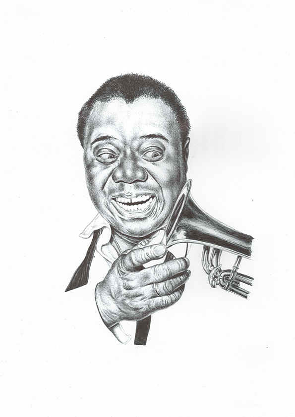 595x842 bic biro drawing of louis armstrong on behance - Louis Armstrong Drawing