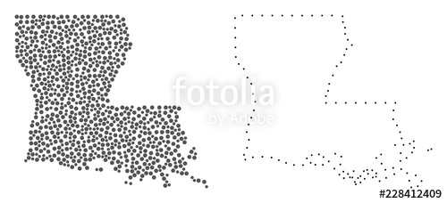 500x228 Dot And Contour Map Of Louisiana State Designed With Dots Vector - Louisiana Drawing