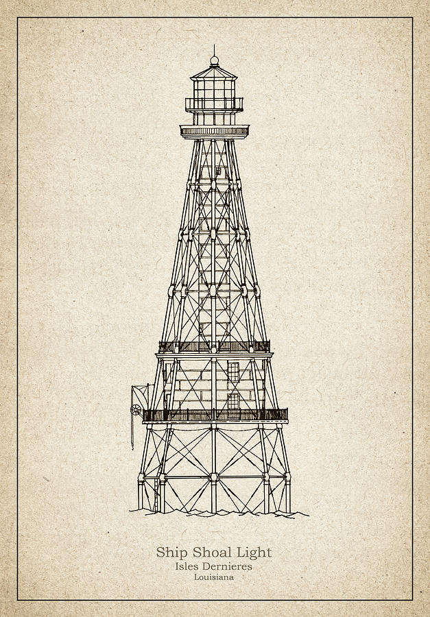 627x900 Ship Shoal Lighthouse - Louisiana Drawing