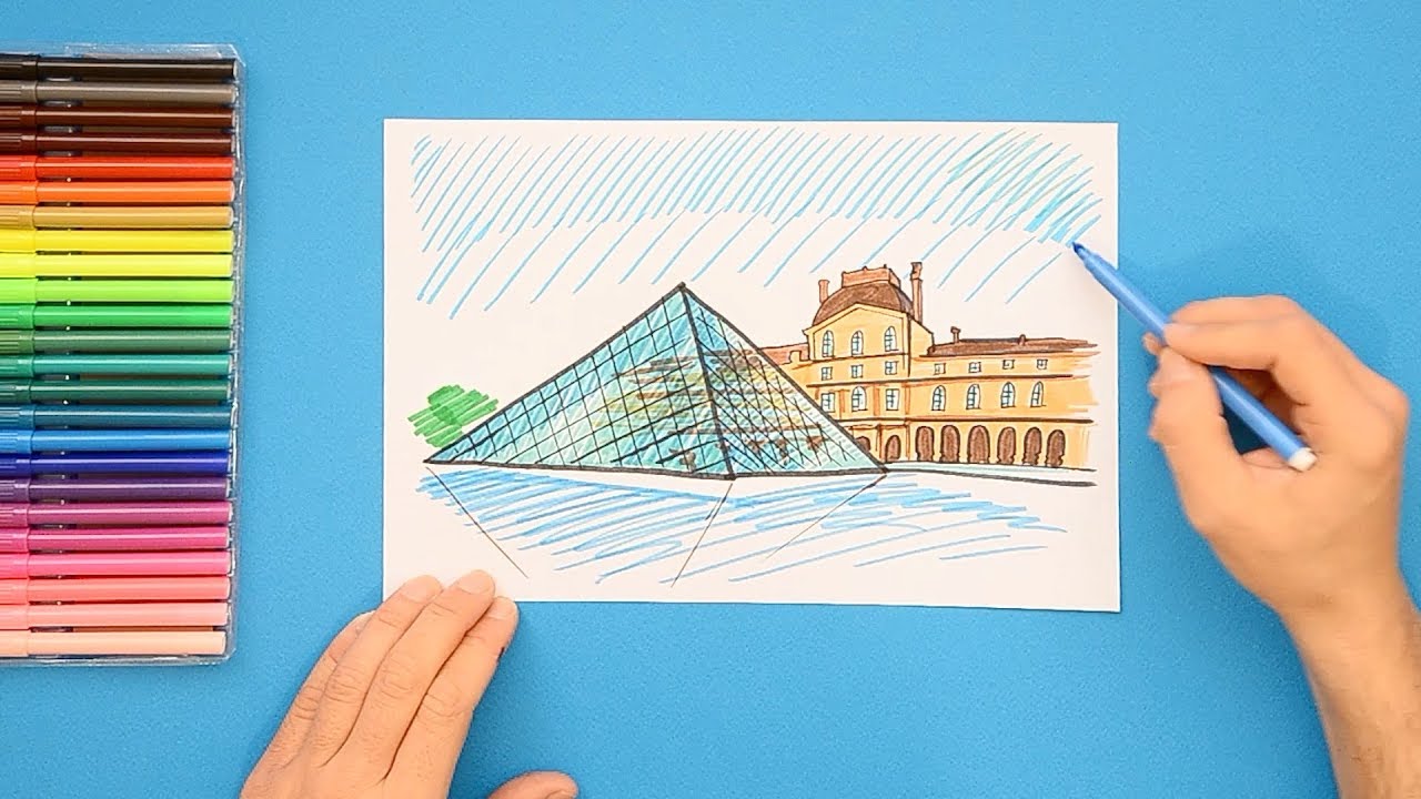 1280x720 How To Draw The Louvre Museum, Paris - Louvre Drawing