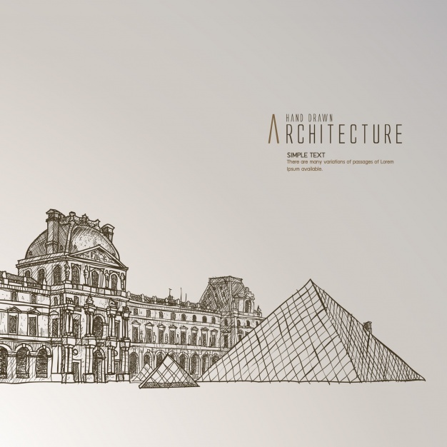 626x626 Louvre Museum Hand Drawn Vector Free Download - Louvre Drawing