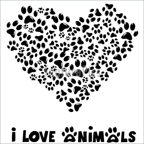 500x500 Illustration Of I Love Animals Card - Love Animals Drawing