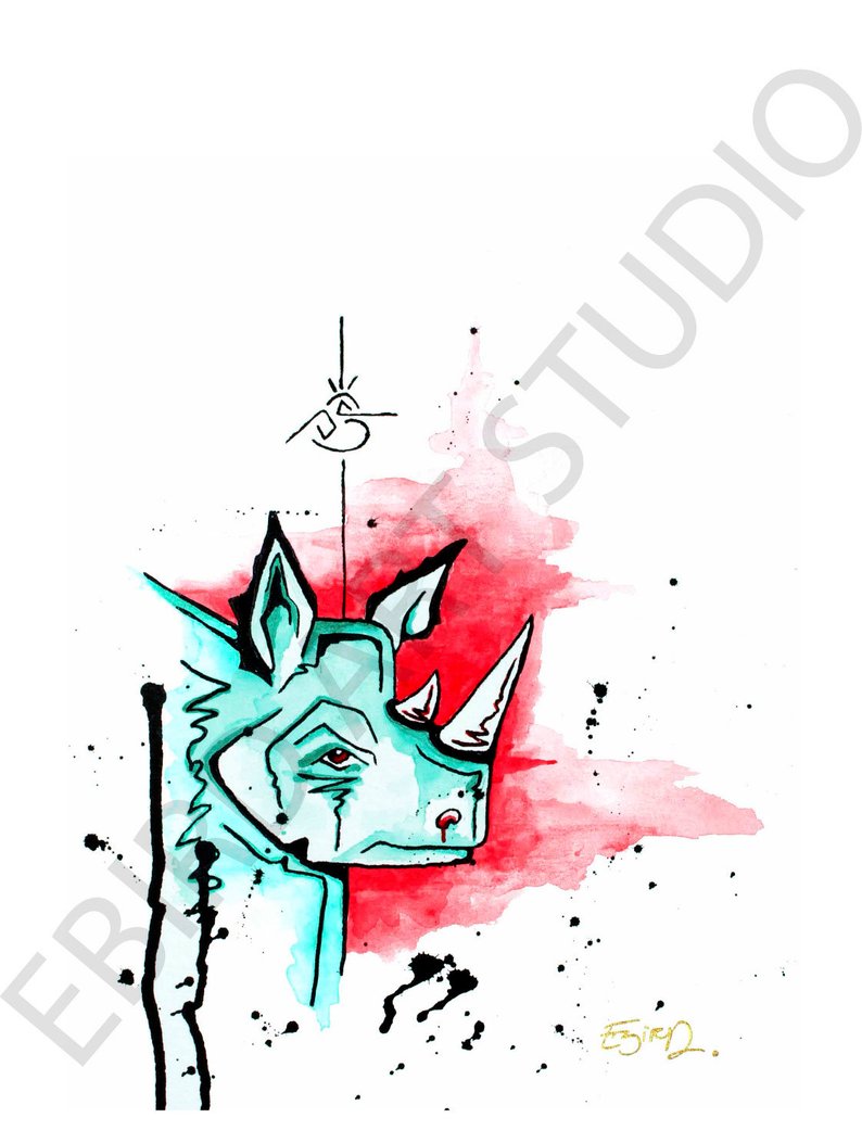 794x1053 Rhino Art Rhino Painting I Love Rhinos Animal Drawing Etsy - Love Animals Drawing