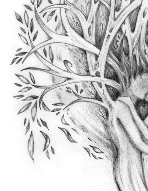 498x641 Tree Of Love Art Print Tree Lovers - Love Art Drawing