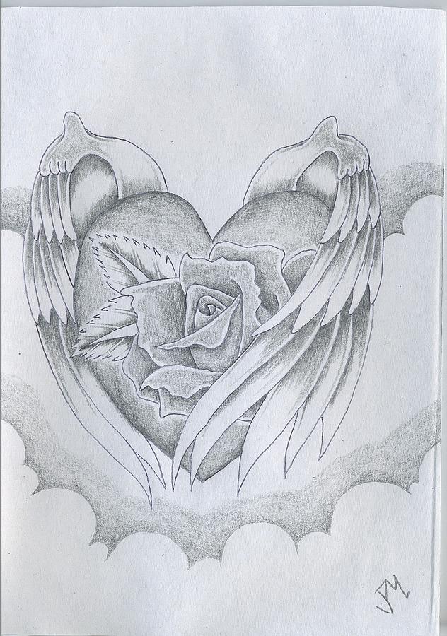 632x900 Wings Of Love Drawing - Love Art Drawing