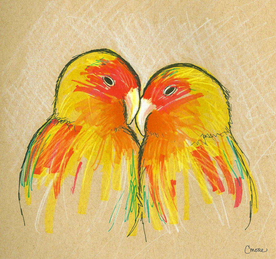 900x844 Lovebirds Drawing - Love Birds Drawing