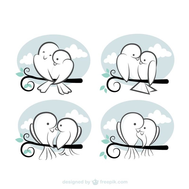 626x626 Loving Birds Drawings Vector Free Download - Love Birds Drawing