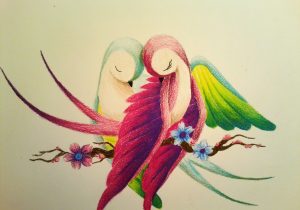 300x210 simple pencil sketches of love birds easy pencil drawings birds - Love Birds Drawing