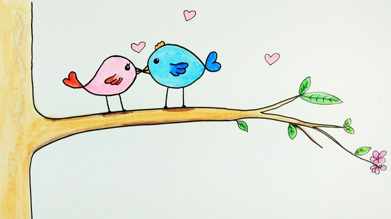 Love Birds Drawing Images at PaintingValley.com | Explore collection of