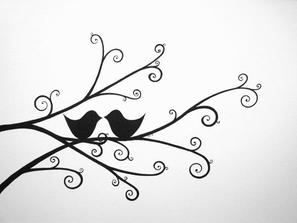 585x440 love birds drawing - Love Birds Drawing Images