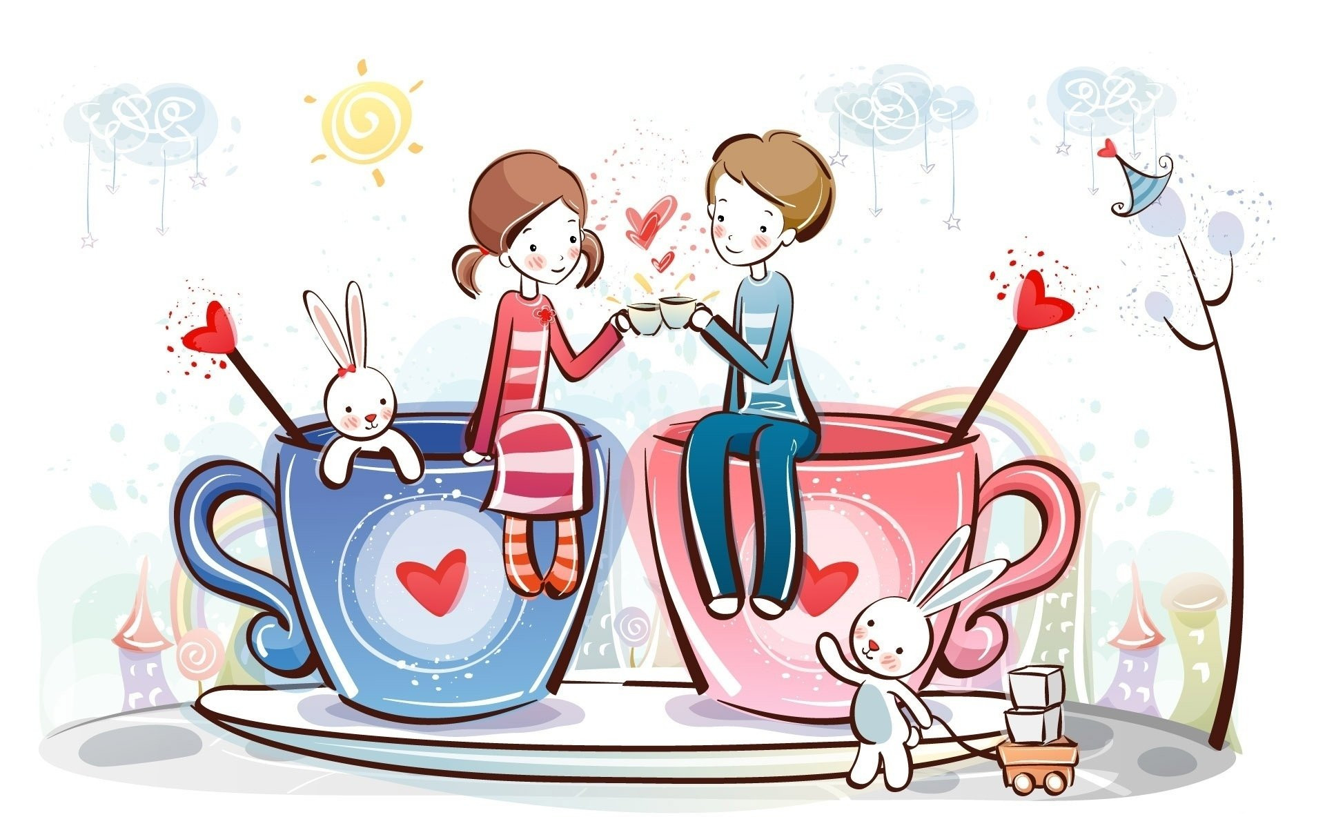 1920x1200 Love Cartoon Wallpaper Pictures - Love Cartoon Drawing