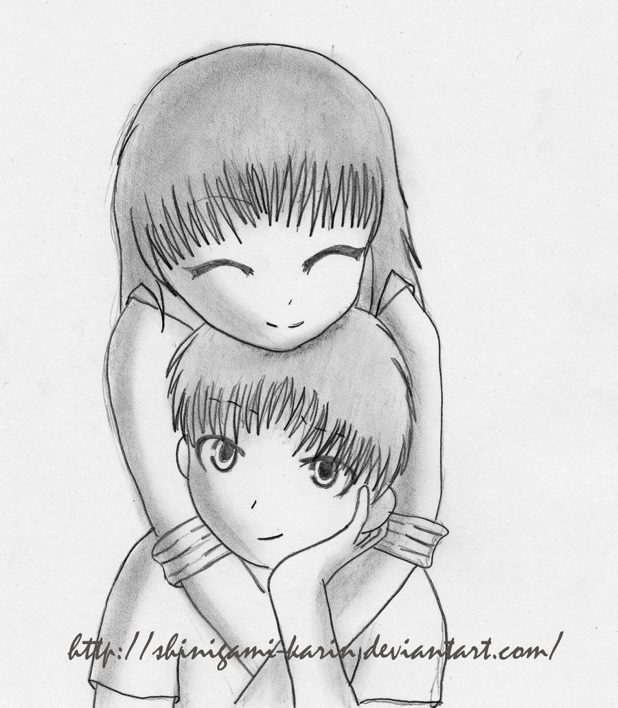 900x1031 Love Couple Drawing Step - Love Couple Drawing