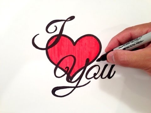 480x360 How To Draw I Love You With A Heart - Love Drawing Images