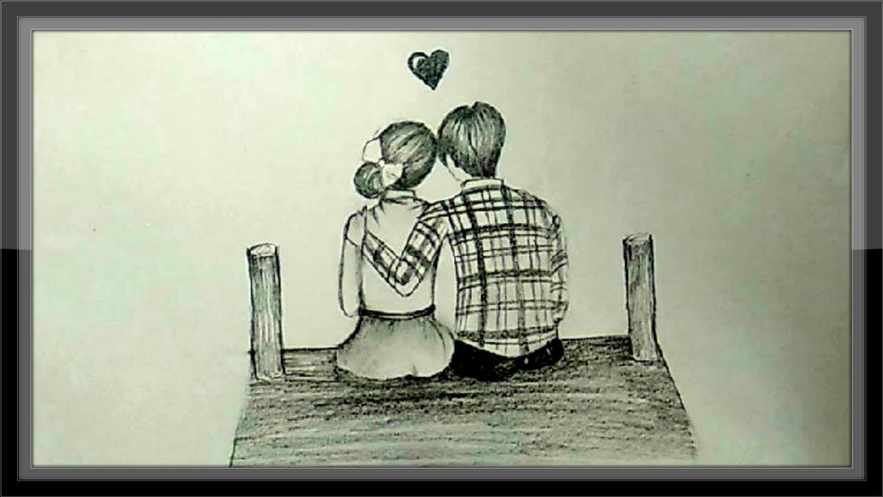1280x720 Cute Love Drawings Of Romantic Couple In Pencil Pencil - Love Drawings