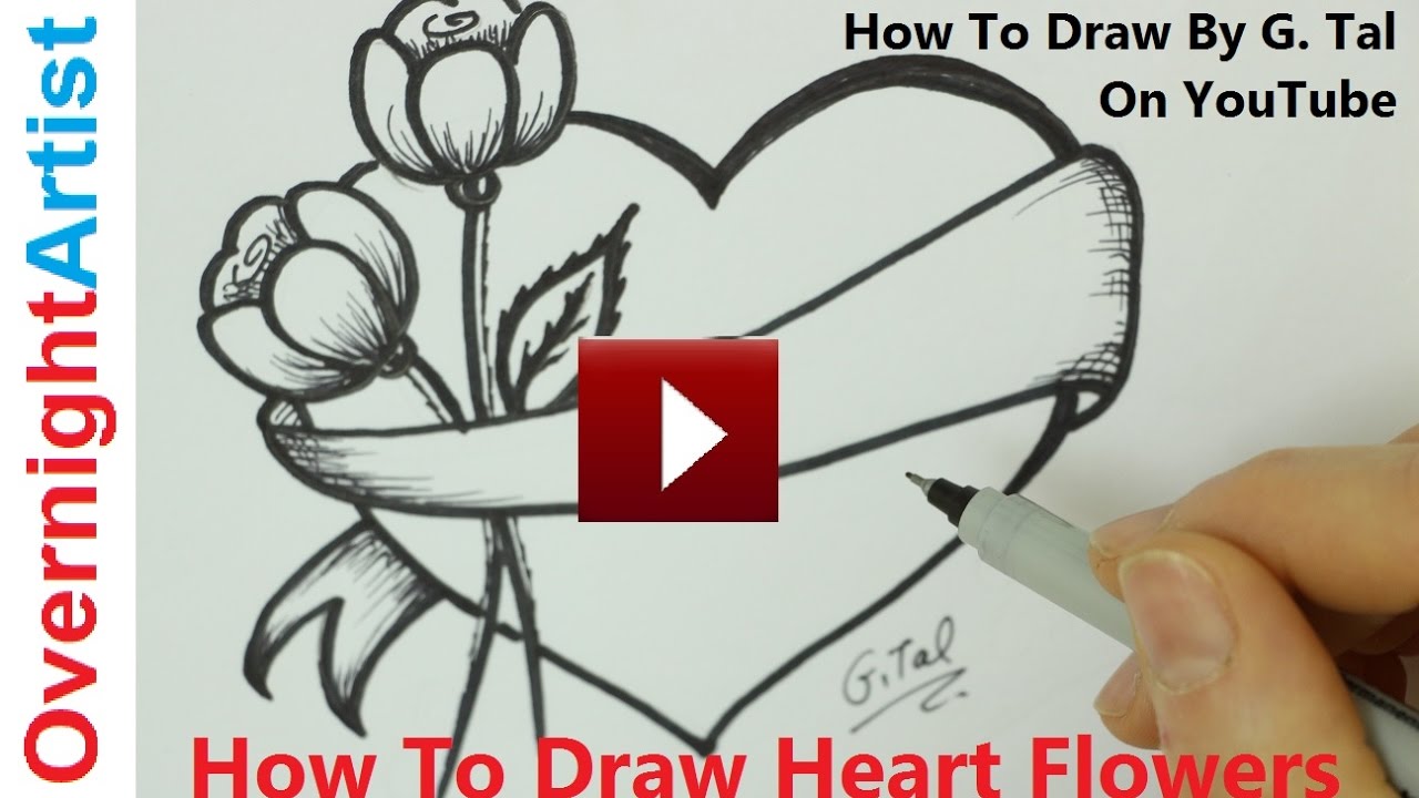 1280x720 How To Draw Heart Flowers - Love Flower Drawing