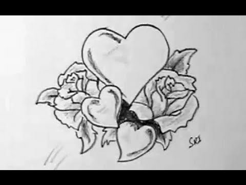 480x360 How To Draw Love Hearts And Rose Flowers Bunch Yzarts - Love Flower Drawing