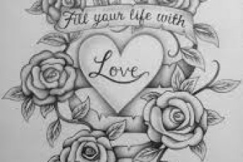 343x228 Beautiful Love Drawings - Love Flower Drawing