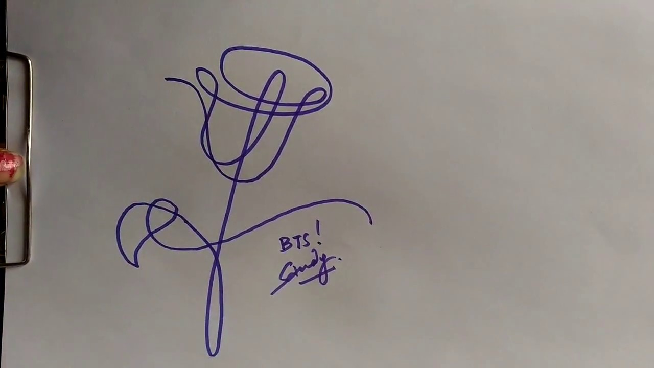 1280x720 Bts Dna Love Yourself Album 'v' Version Logo Flower Drawing - Love Flower Drawing