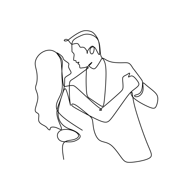 640x640 Elegant Romantic Couple In Love One Continuous Line Art Drawing - Love For Drawing