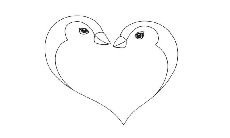 800x480 How To Draw A Penguin Love Heart - Love Heart Drawing