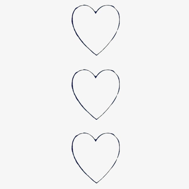 650x650 three hearts, black, line drawing, arrangement png image - Love Heart Line Drawing