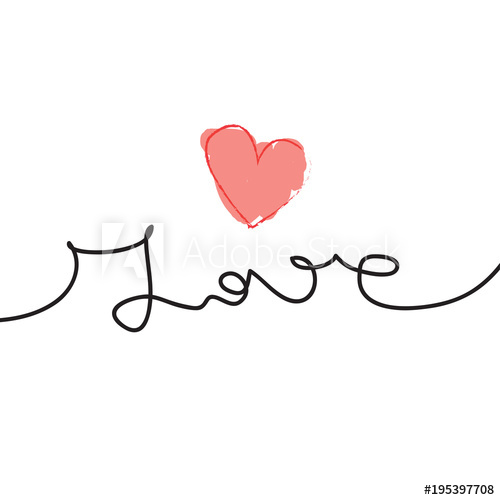 500x500 continuous line drawing of word love love vector illustration - Love Heart Line Drawing