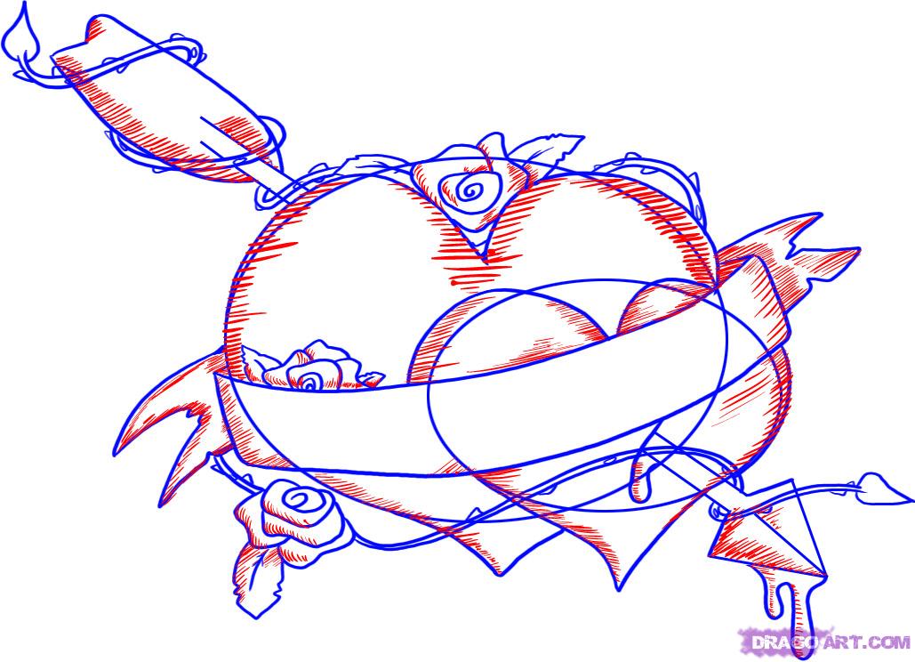 1029x744 How To Draw Love Hearts, Step - Love Rose Drawing
