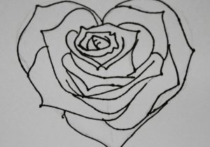 300x210 Love And Rose Drawing Drawn Hearts Rose - Love Rose Drawing