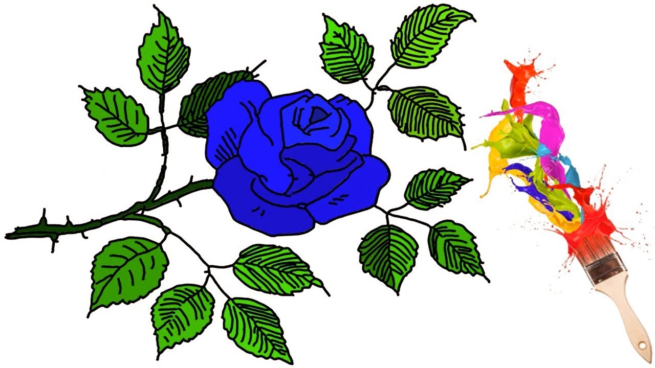 1280x720 Blue Rose How To Drawing Easy For Kids And Coloring Little - Love Rose Drawing