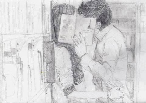 480x340 Love Story Like In Books Art Art Sketches, Cute Couple - Love Story Drawing
