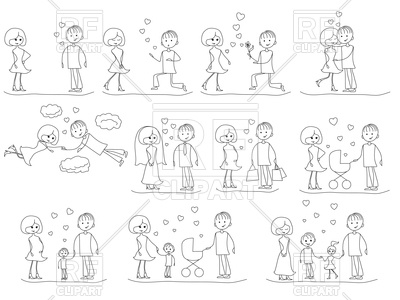 400x300 Love Story Set Vector Image Of People Natareal - Love Story Drawing