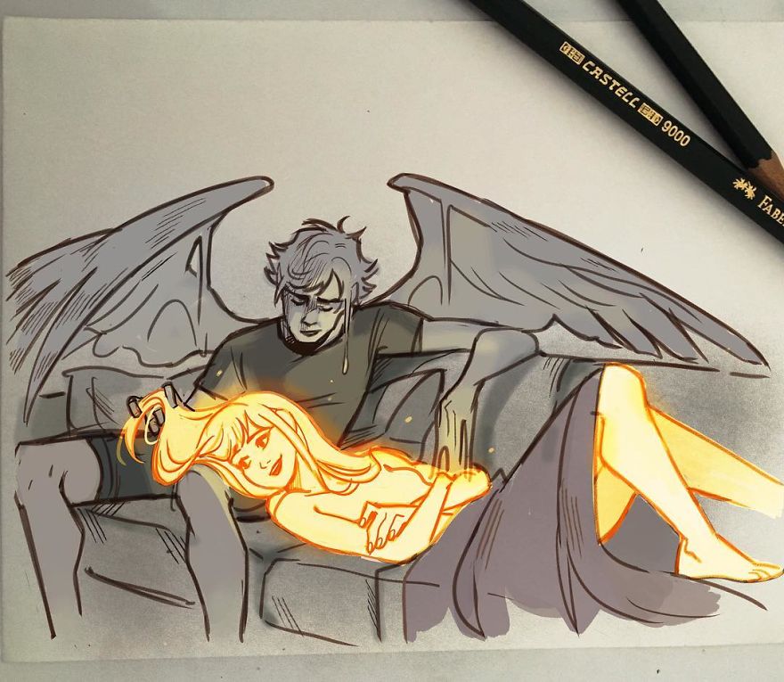 880x765 The Forbidden Love Story - Love Story Drawing