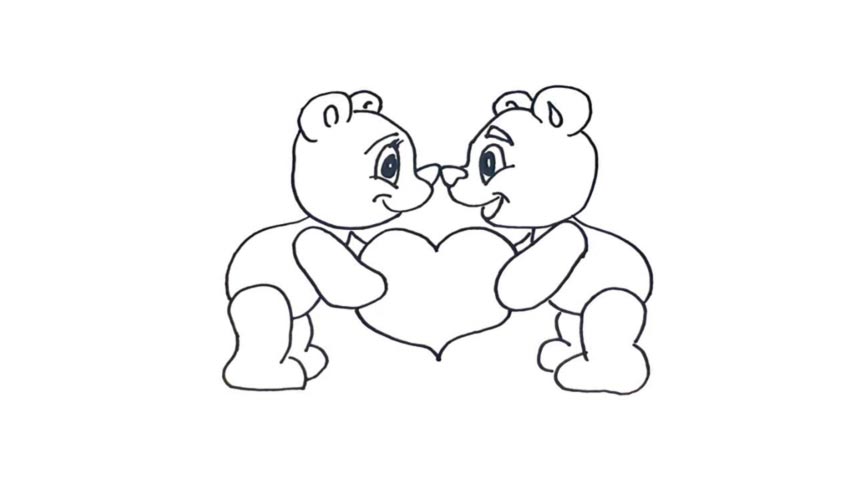 854x480 How To Draw Teddy Bears In Love - Love Teddy Bear Drawing