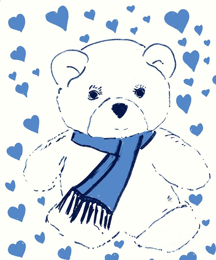746x900 Blue Teddy Bear Love Drawing - Love Teddy Bear Drawing