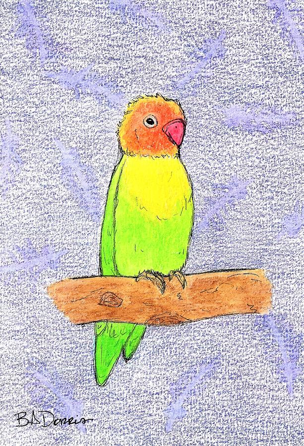 613x900 Lovebird Drawing - Lovebird Drawing