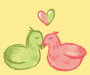 300x250 Lovebirds Drawing - Lovebirds Drawing