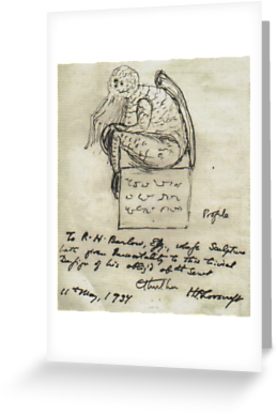 277x415 Cthulhu Sketch Lovecraft Horror Greeting Cards - Lovecraft Cthulhu Drawing